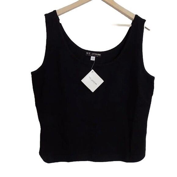 St John Basics black sleeveless tank top size Large NWT wool blend knit top - Picture 7 of 7